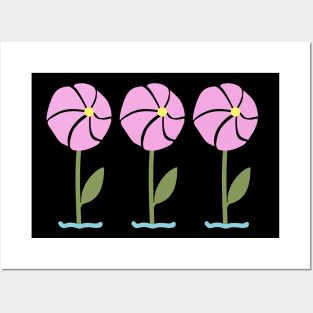 pink windmill flower Posters and Art